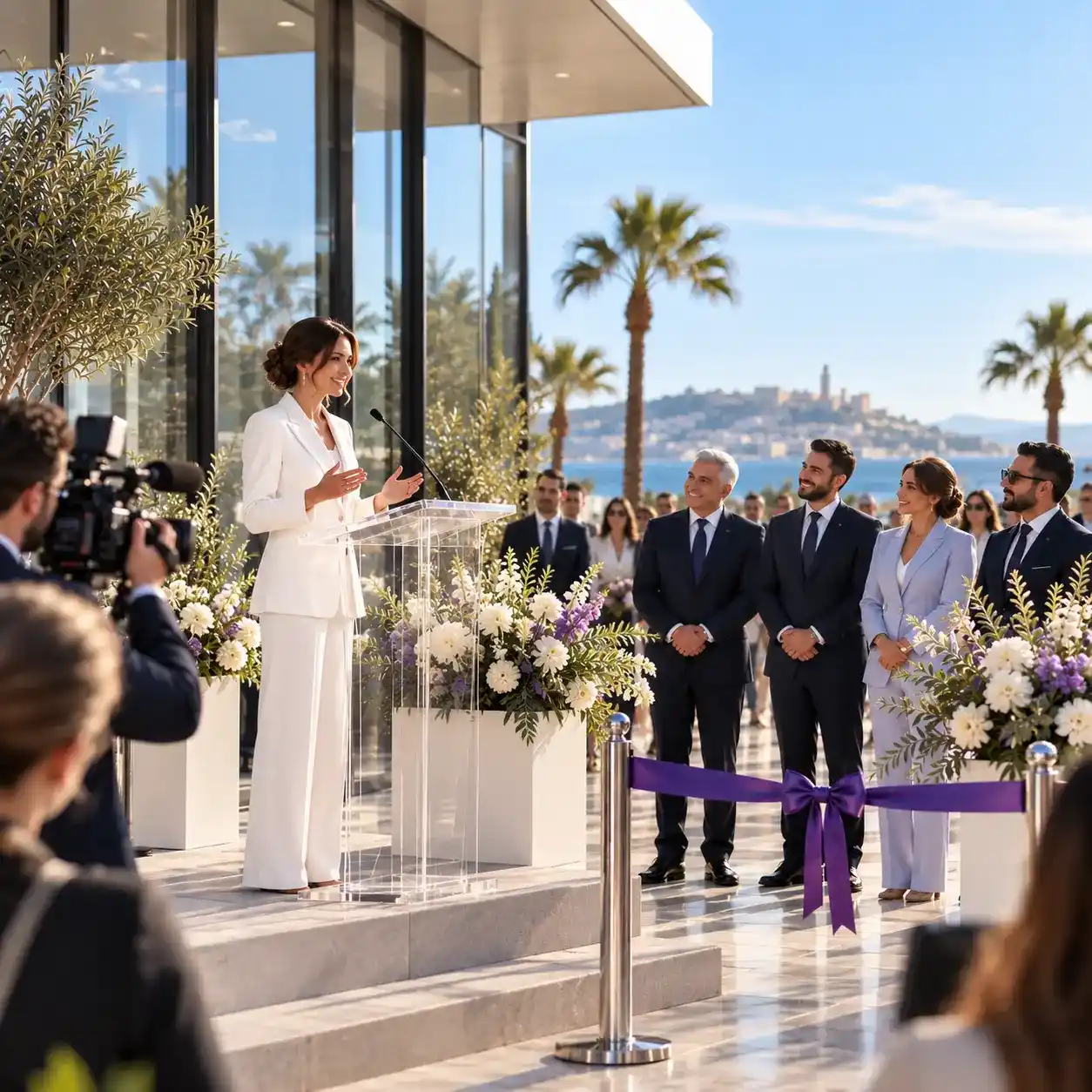 Cérémonie côtière aux accents violets